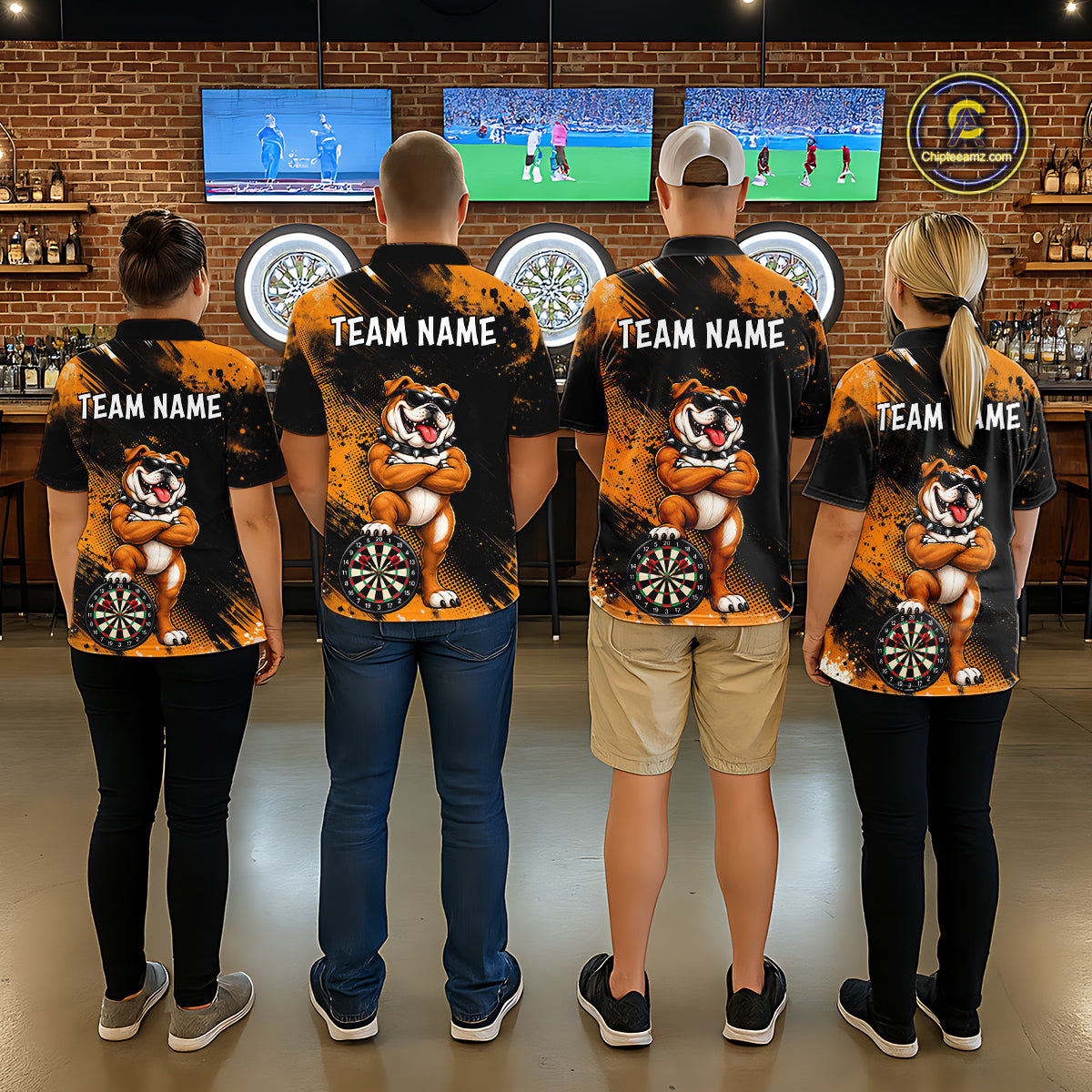 Bulldog Womens Darts Polo & Quarter Zip Shirts Custom Dart Shirts For Team Darts Jerseys NNT320