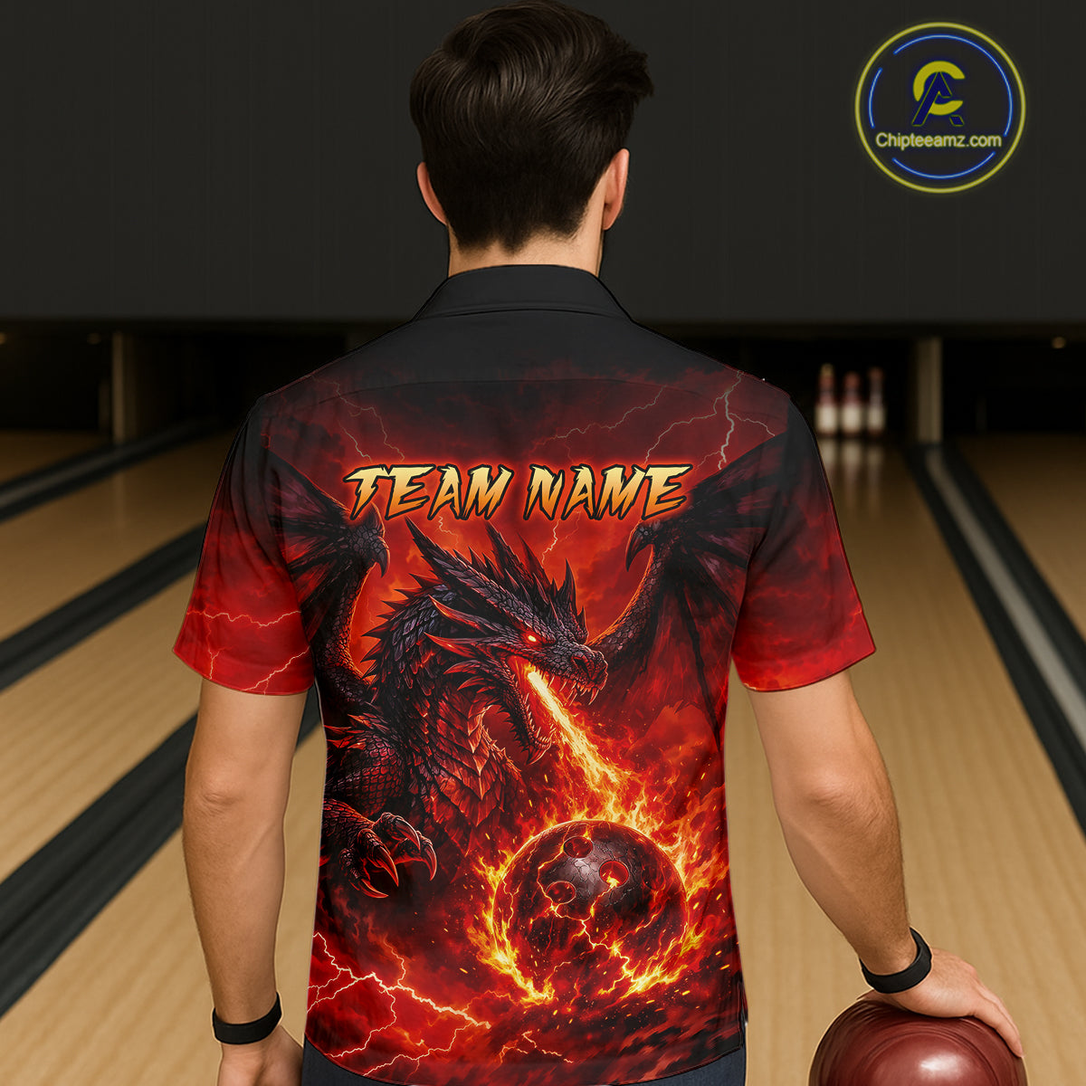 Flame Dragon Bowling Hawaiian Shirt, Custom Bowling Team Jersey for Men Women HNT648