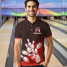 Load image into Gallery viewer, Red Bowling Jersey for Men Custom Bowling Team Shirts Bowling League Polo &amp; 1/4 Zip HNT166