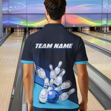 Load image into Gallery viewer, Blue Bowling Jersey for Men Custom Bowling Team Shirts Bowling League Polo &amp; 1/4 Zip HNT166