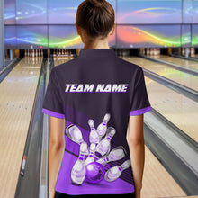 Load image into Gallery viewer, Purple Bowling Jersey for Women Custom Bowling Team Shirts Bowling League Polo &amp; 1/4 Zip HNT166