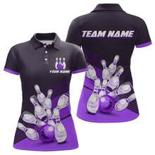 Load image into Gallery viewer, Purple Bowling Jersey for Women Custom Bowling Team Shirts Bowling League Polo &amp; 1/4 Zip HNT166