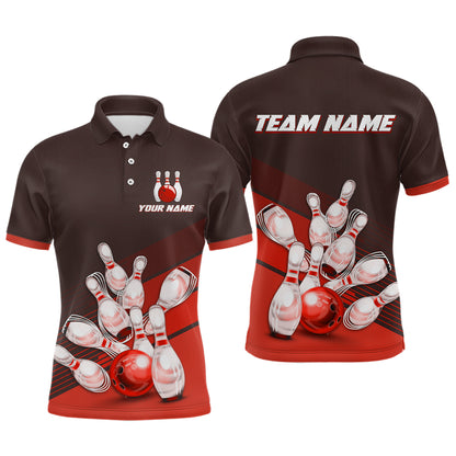 Red Bowling Jersey for Men Custom Bowling Team Shirts Bowling League Polo & 1/4 Zip HNT166