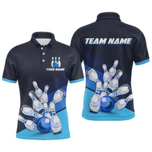 Load image into Gallery viewer, Blue Bowling Jersey for Men Custom Bowling Team Shirts Bowling League Polo &amp; 1/4 Zip HNT166