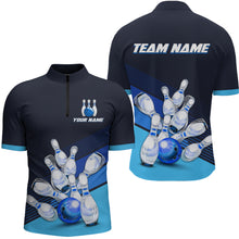 Load image into Gallery viewer, Blue Bowling Jersey for Men Custom Bowling Team Shirts Bowling League Polo &amp; 1/4 Zip HNT166