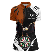 Load image into Gallery viewer, Custom Orange Eagle Dart Shirt for Women Dartboard Shirt Dart Jerseys Gift for Team Polo &amp;1/4 Zip NNT110