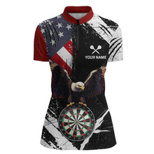 Load image into Gallery viewer, Custom US Flag Eagle Dart Shirt for Women Dartboard Shirt Dart Jerseys Gift for Team Polo &amp;1/4 Zip NNT110