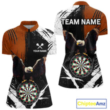 Load image into Gallery viewer, Custom Orange Eagle Dart Shirt for Women Dartboard Shirt Dart Jerseys Gift for Team Polo &amp;1/4 Zip NNT110