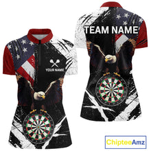 Load image into Gallery viewer, Custom US Flag Eagle Dart Shirt for Women Dartboard Shirt Dart Jerseys Gift for Team Polo &amp;1/4 Zip NNT110