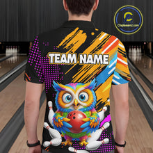 Load image into Gallery viewer, Custom Funny Colorful Owl Bowling Jersey for Men Bowling Uniform Polo &amp; 1/4 Zip Bowling Team Shirts HNT237