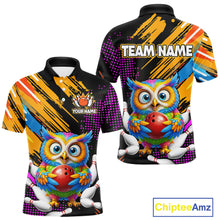 Load image into Gallery viewer, Custom Funny Colorful Owl Bowling Jersey for Men Bowling Uniform Polo &amp; 1/4 Zip Bowling Team Shirts HNT237
