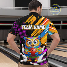 Load image into Gallery viewer, Custom Funny Colorful Owl Bowling Jersey for Men Bowling Uniform Polo &amp; 1/4 Zip Bowling Team Shirts HNT237