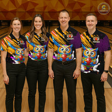 Load image into Gallery viewer, Custom Funny Colorful Owl Bowling Jersey for Men Bowling Uniform Polo &amp; 1/4 Zip Bowling Team Shirts HNT237
