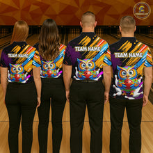 Load image into Gallery viewer, Custom Funny Colorful Owl Bowling Jersey for Men Bowling Uniform Polo &amp; 1/4 Zip Bowling Team Shirts HNT237