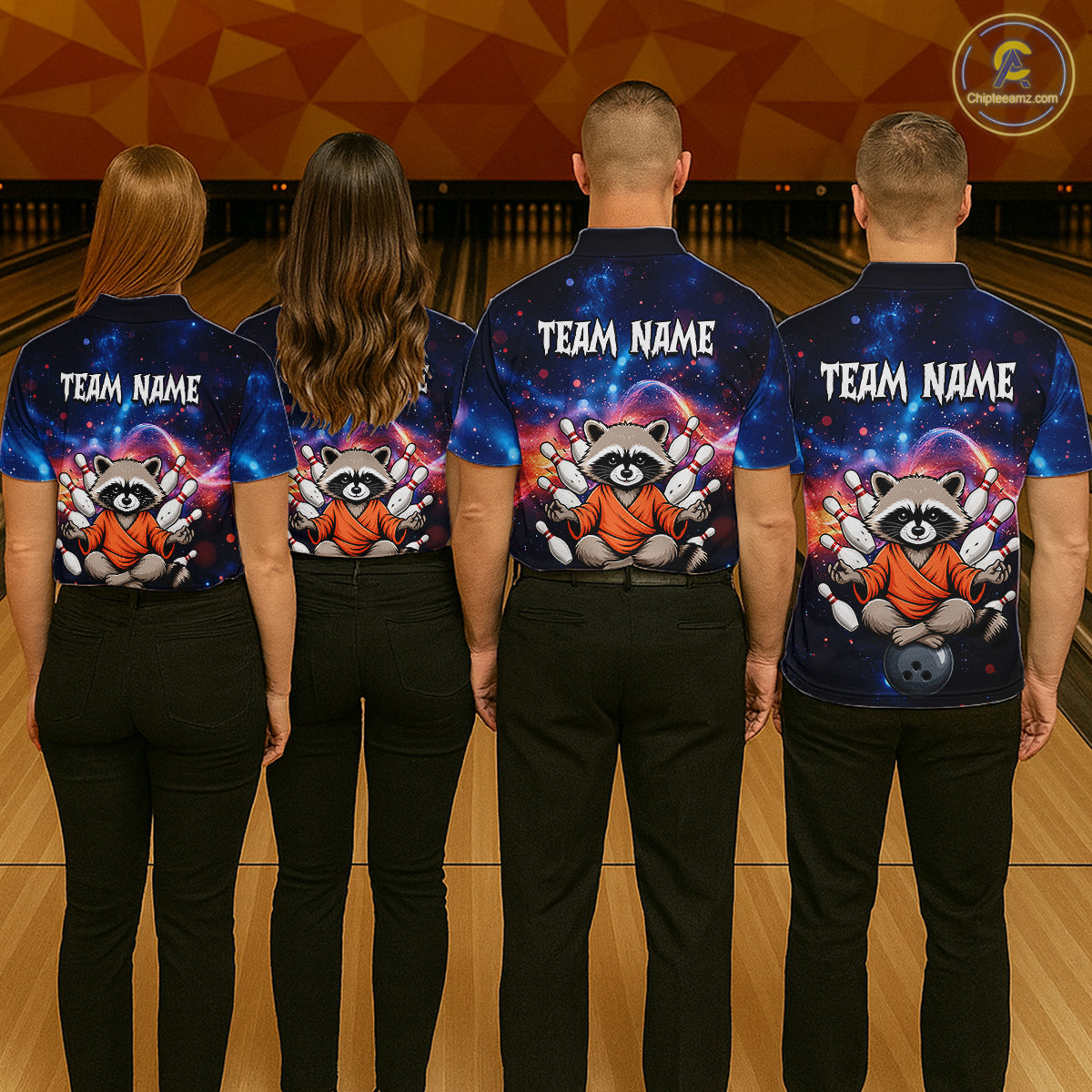 Custom Galaxy Funny Zen Raccoon Bowling Shirt for Men Bowling Team Shirts Bowling Outfit HNT313