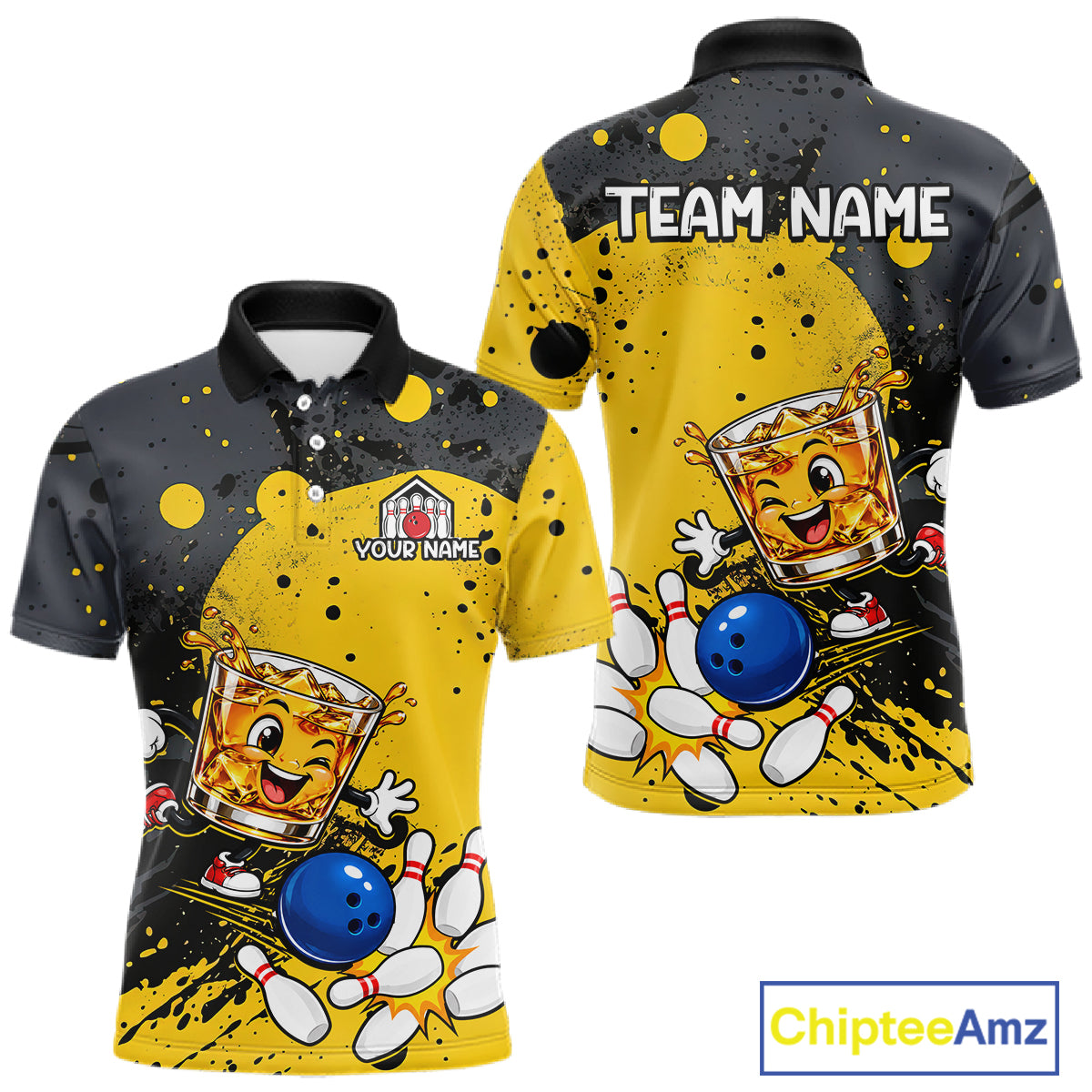 Custom Funny Whiskey Bowling Team Jersey for Men Bowling League Bowling Outfit Polo & 1/4 Zip HNT654