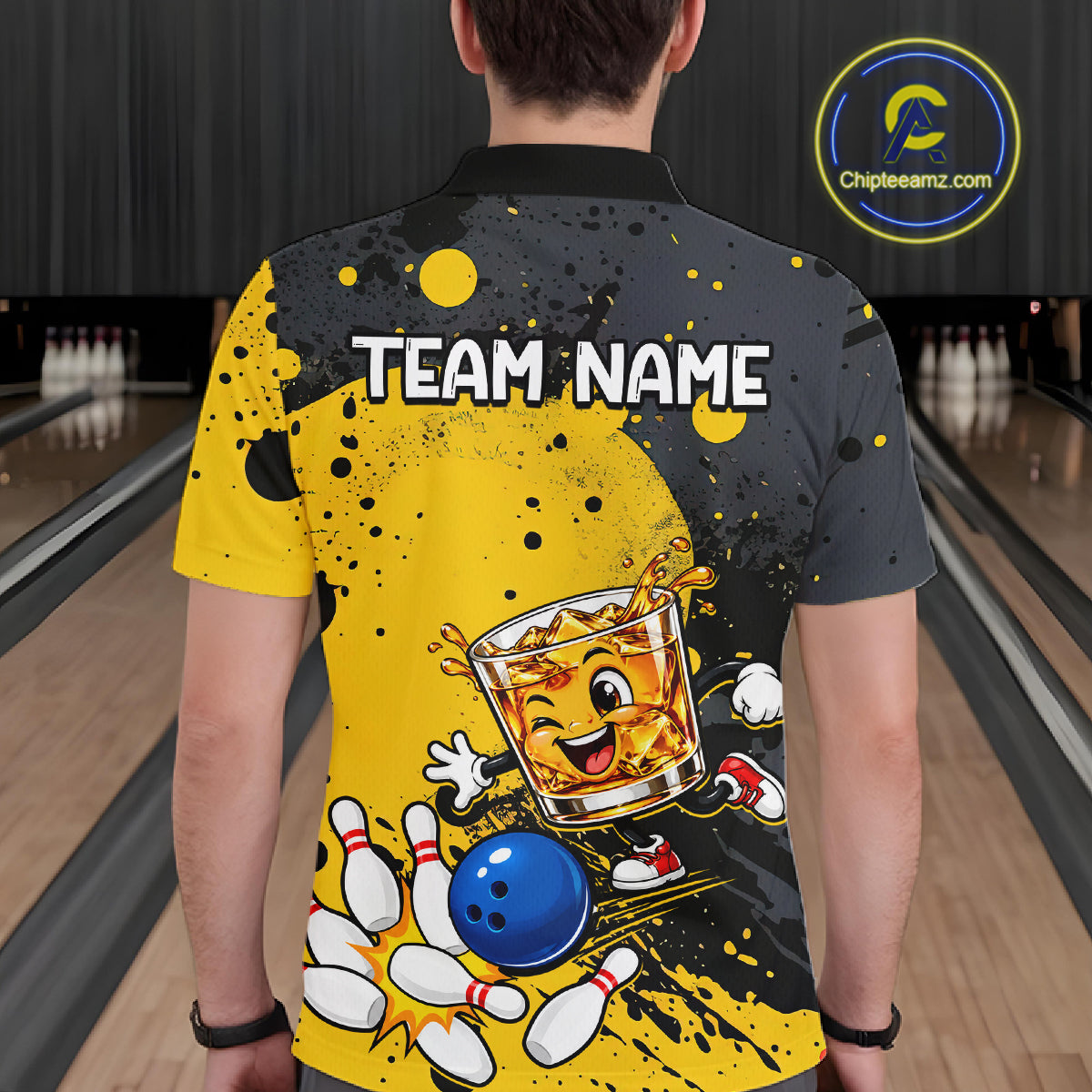 Custom Funny Whiskey Bowling Team Jersey for Men Bowling League Bowling Outfit Polo & 1/4 Zip HNT654