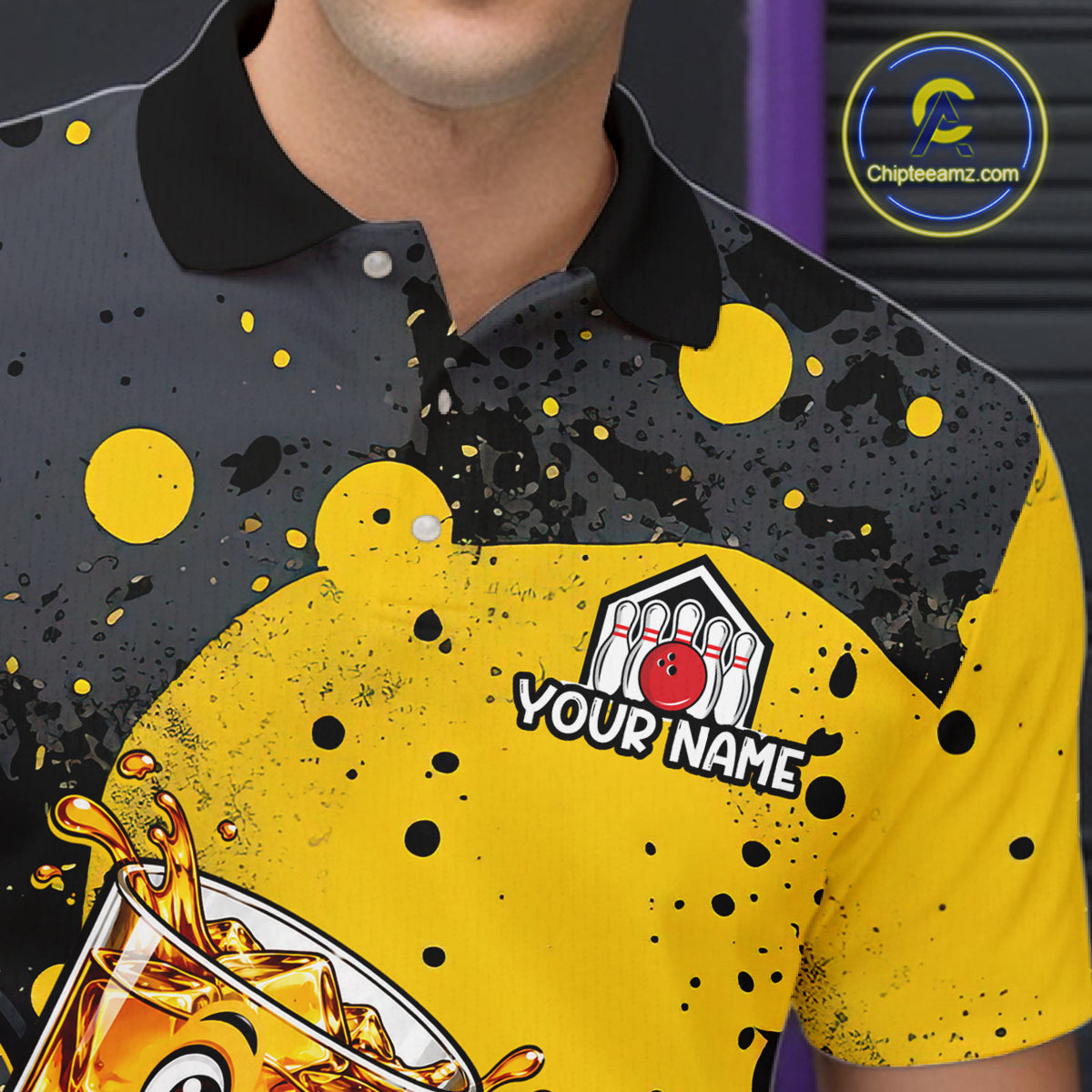 Custom Funny Whiskey Bowling Team Jersey for Men Bowling League Bowling Outfit Polo & 1/4 Zip HNT654