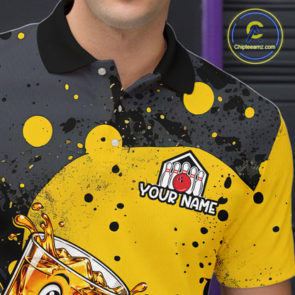 Custom Funny Whiskey Bowling Team Jersey for Men Bowling League Bowling Outfit Polo & 1/4 Zip HNT654