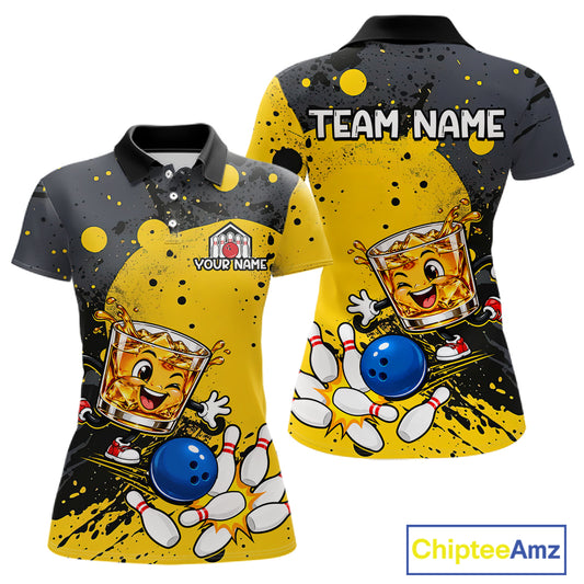 Custom Funny Whiskey Bowling Team Jersey for Women Bowling League Bowling Outfit Polo & 1/4 Zip HNT654