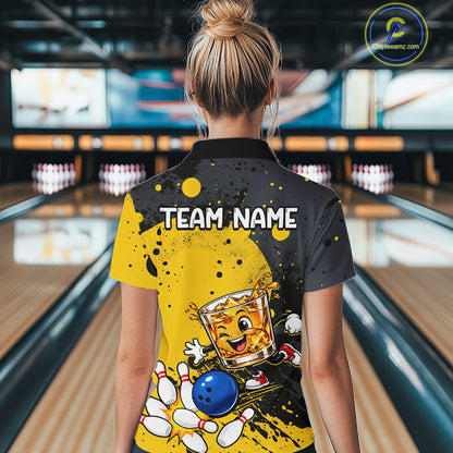 Custom Funny Whiskey Bowling Team Jersey for Women Bowling League Bowling Outfit Polo & 1/4 Zip HNT654