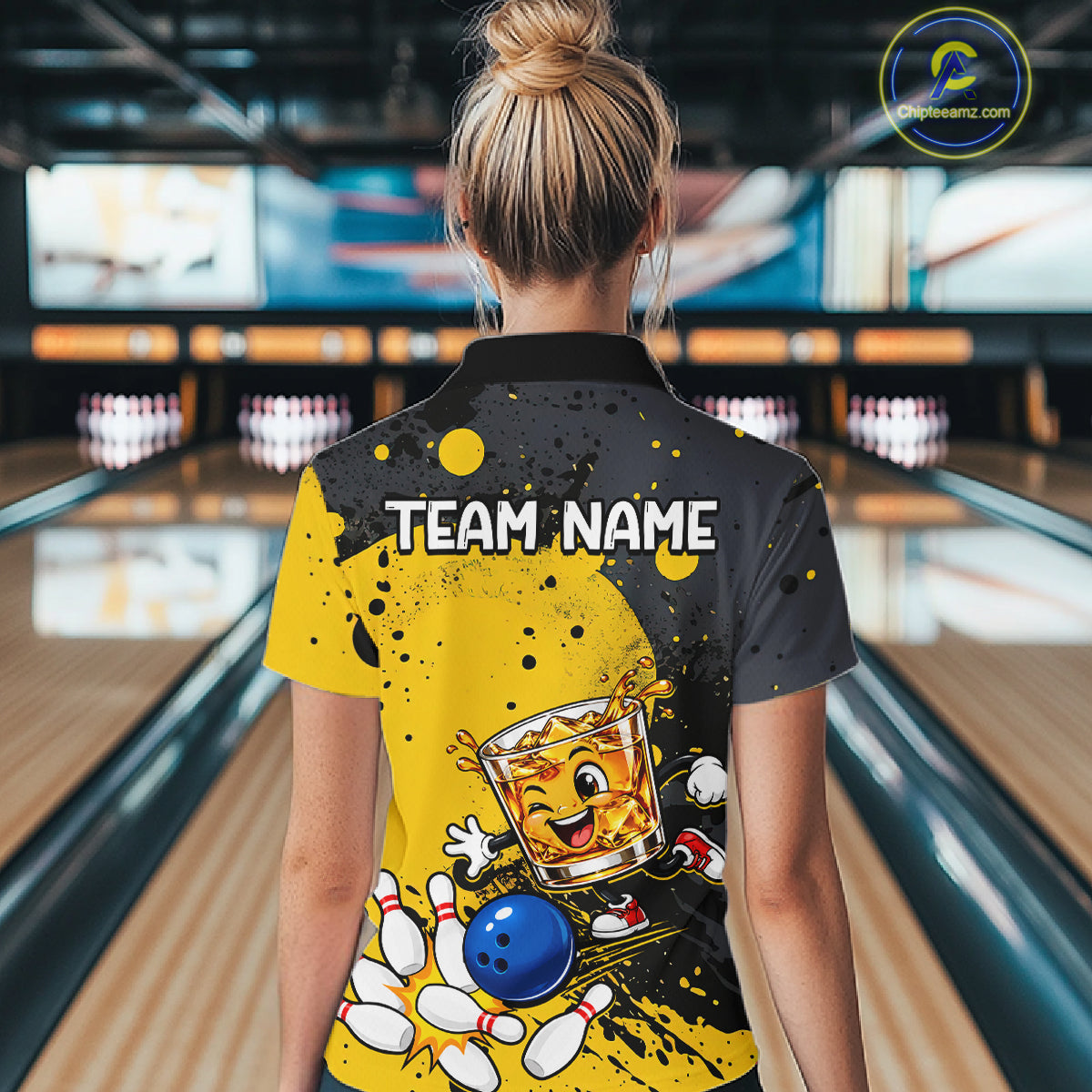 Custom Funny Whiskey Bowling Team Jersey for Women Bowling League Bowling Outfit Polo & 1/4 Zip HNT654