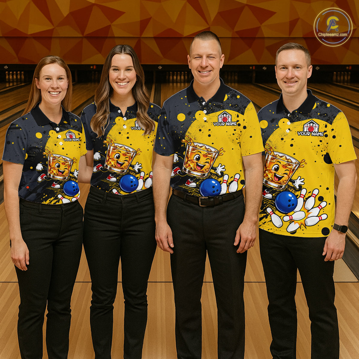 Custom Funny Whiskey Bowling Team Jersey for Women Bowling League Bowling Outfit Polo & 1/4 Zip HNT654