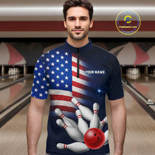 Load image into Gallery viewer, Custom US Flag Galaxy Bowling Jersey for Men Bowling Team Shirts Bowling Polo &amp; 1/4 Zip HNT169