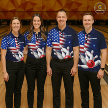 Load image into Gallery viewer, Custom US Flag Galaxy Bowling Jersey for Men Bowling Team Shirts Bowling Polo &amp; 1/4 Zip HNT169