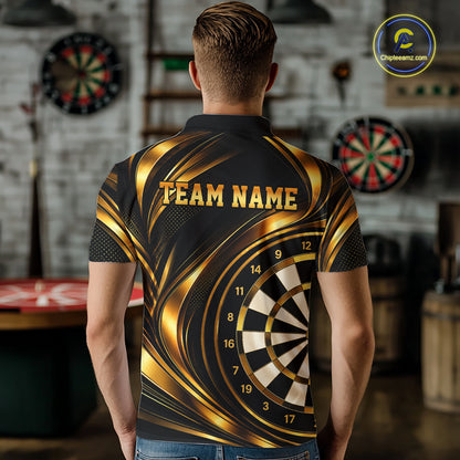 Custom Black and Gold Darts Team Jersey Dart Shirts for Men Dart League Shirt Polo & 1/4Zip NNT361