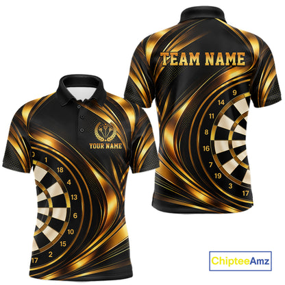 Custom Black and Gold Darts Team Jersey Dart Shirts for Men Dart League Shirt Polo & 1/4Zip NNT361