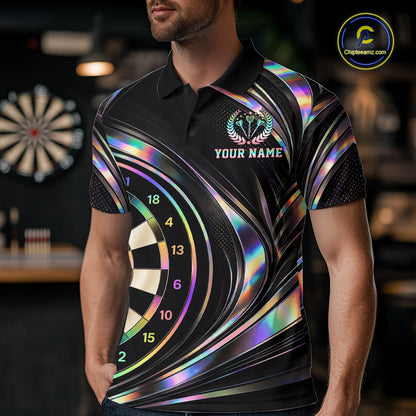 Custom Holograpic Darts Team Jersey Dart Shirts for Men Dart League Shirt Polo & 1/4Zip NNT362