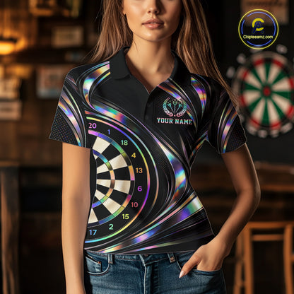 Custom Holograpic Darts Team Jersey Dart Shirts for Women Dart League Shirt Polo & 1/4Zip NNT362