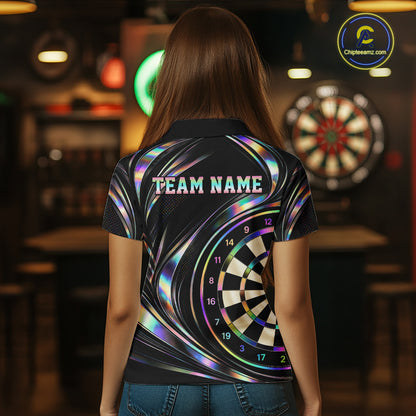 Custom Holograpic Darts Team Jersey Dart Shirts for Women Dart League Shirt Polo & 1/4Zip NNT362