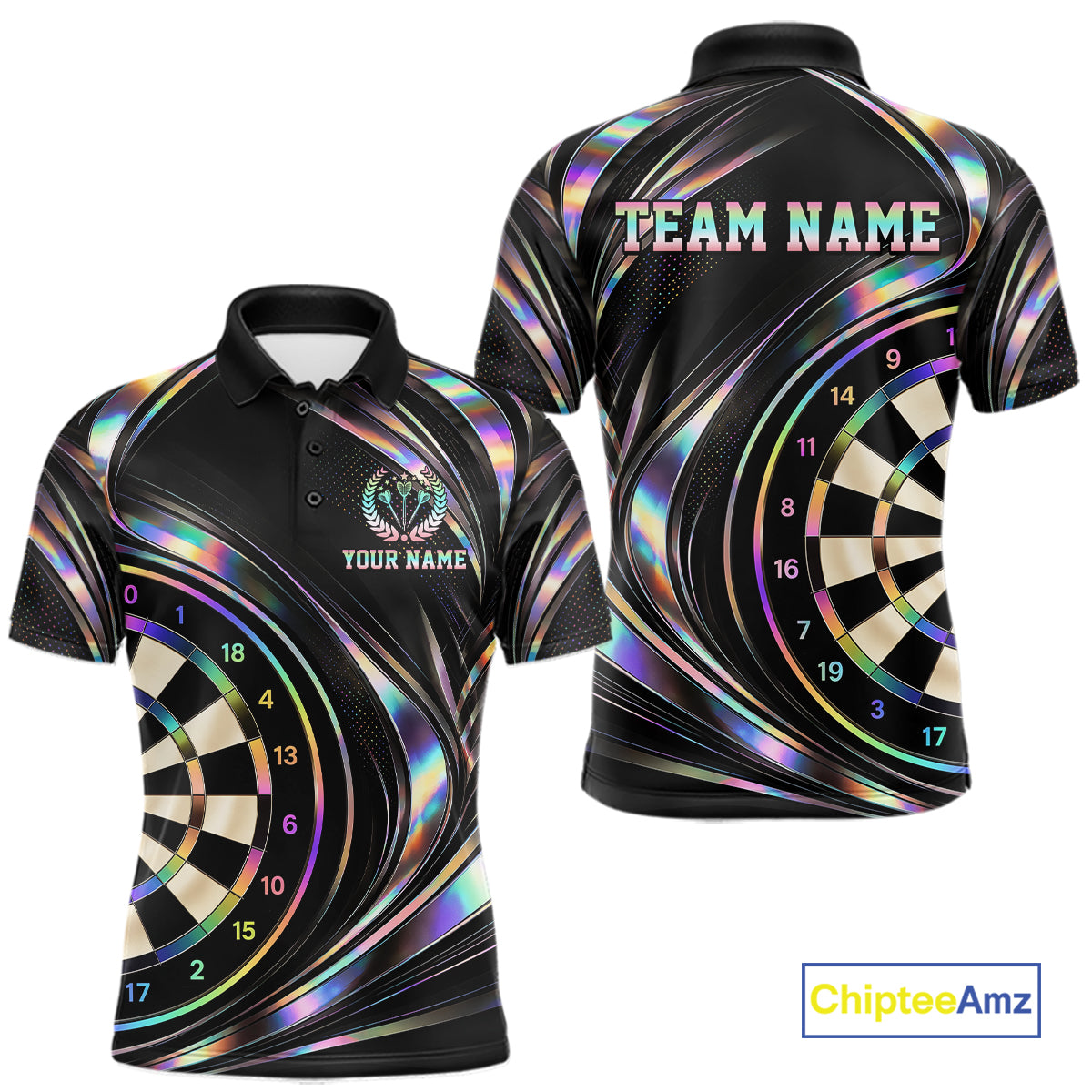 Custom Holograpic Darts Team Jersey Dart Shirts for Men Dart League Shirt Polo & 1/4Zip NNT362