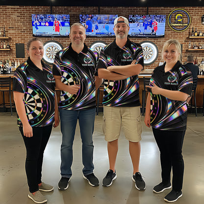 Custom Holograpic Darts Team Jersey Dart Shirts for Women Dart League Shirt Polo & 1/4Zip NNT362