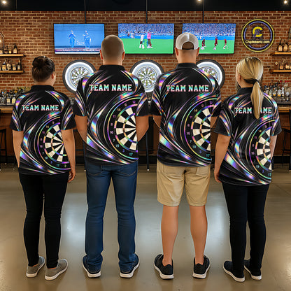 Custom Holograpic Darts Team Jersey Dart Shirts for Men Dart League Shirt Polo & 1/4Zip NNT362