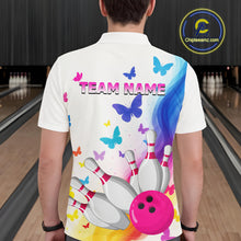 Load image into Gallery viewer, Custom Colorful Butterfly Bowling Jersey for Men Bowling Team Shirts Bowling League Polo &amp; 1/4 Zip HNT173