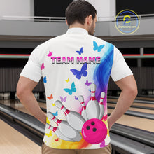 Load image into Gallery viewer, Custom Colorful Butterfly Bowling Jersey for Men Bowling Team Shirts Bowling League Polo &amp; 1/4 Zip HNT173