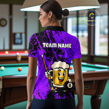 Load image into Gallery viewer, Custom Funny Purple Beer 8 Ball Pool Billiard Shirt for Women Polo &amp; 1/4 Zip, Billiard Team Jerseys NNT147