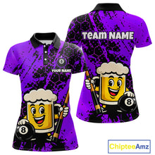 Load image into Gallery viewer, Custom Funny Purple Beer 8 Ball Pool Billiard Shirt for Women Polo &amp; 1/4 Zip, Billiard Team Jerseys NNT147