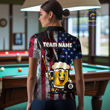 Load image into Gallery viewer, Custom Funny US Flag Beer 8 Ball Pool Billiard Shirt for Women Polo &amp; 1/4 Zip, Billiard Team Jerseys NNT147