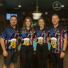 Load image into Gallery viewer, Custom Funny US Flag Beer 8 Ball Pool Billiard Shirt for Women Polo &amp; 1/4 Zip, Billiard Team Jerseys NNT147