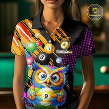 Load image into Gallery viewer, Custom Funny Colorful Owl 9 Ball Pool Billiard Shirt for Women Billiard Team Jersey Polo &amp; 1/4 Zip NNT156