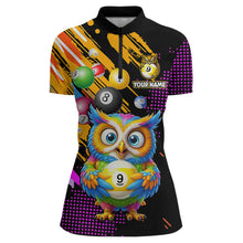 Load image into Gallery viewer, Custom Funny Colorful Owl 9 Ball Pool Billiard Shirt for Women Billiard Team Jersey Polo &amp; 1/4 Zip NNT156