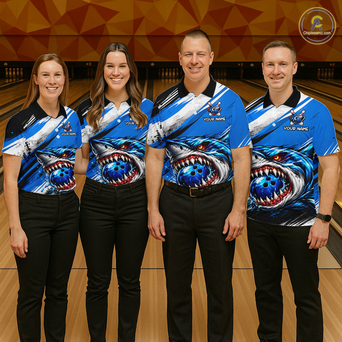 Custom Shark Bowling Jersey for Women Bowling Cloth Polo & 1/4 Zip Bowling Team Shirt HNT591