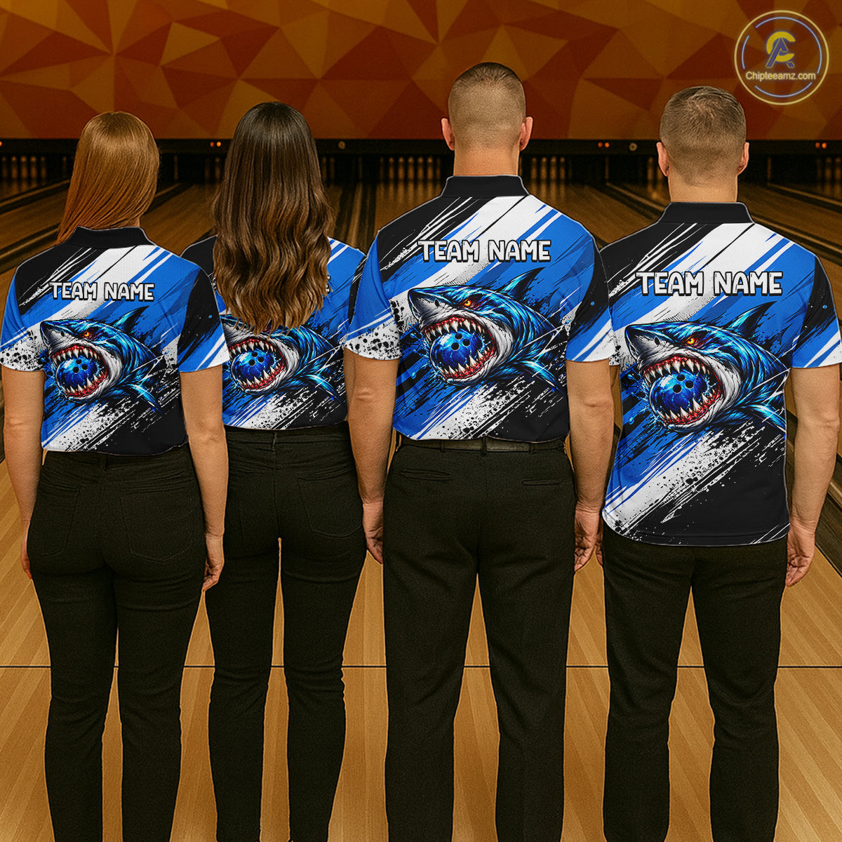 Custom Shark Bowling Jersey for Men Bowling Cloth Polo & 1/4 Zip Bowling Team Shirt HNT591