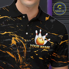 Load image into Gallery viewer, Custom Black and Gold Bowling Tournament Jersey for Men Bowling Team Shirts HNT179
