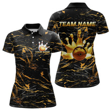 Load image into Gallery viewer, Custom Black and Gold Bowling Tournament Jersey for Women Bowling Team Shirts HNT179