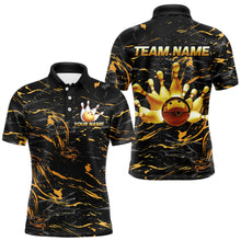 Load image into Gallery viewer, Custom Black and Gold Bowling Tournament Jersey for Men Bowling Team Shirts HNT179